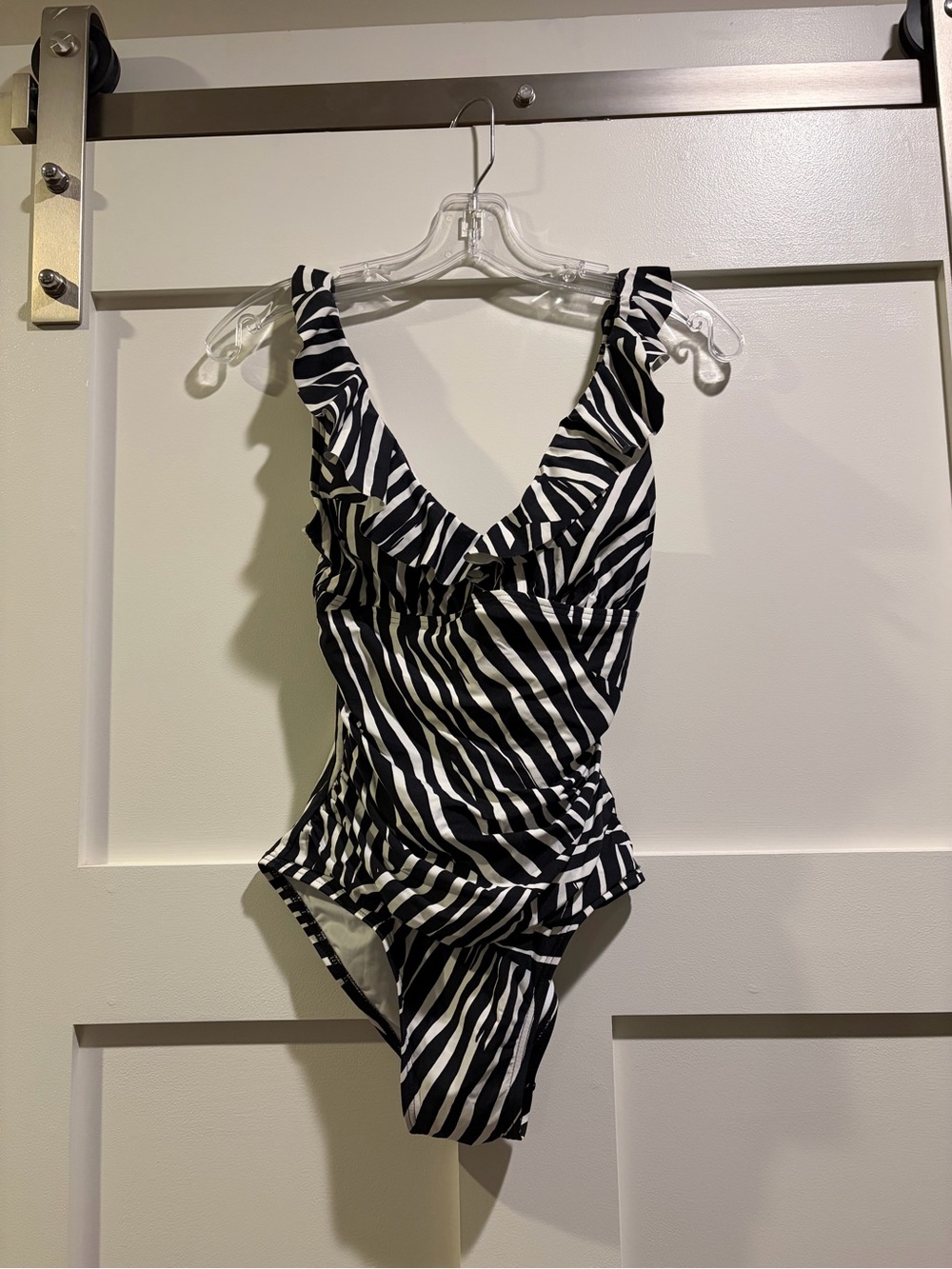 DKNY Black and White Zebra-Print One-Piece Swimsuit